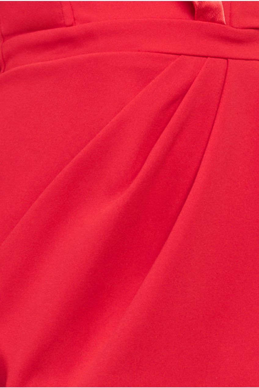 Satin Collar Scuba Midi Dress - Red DR3661