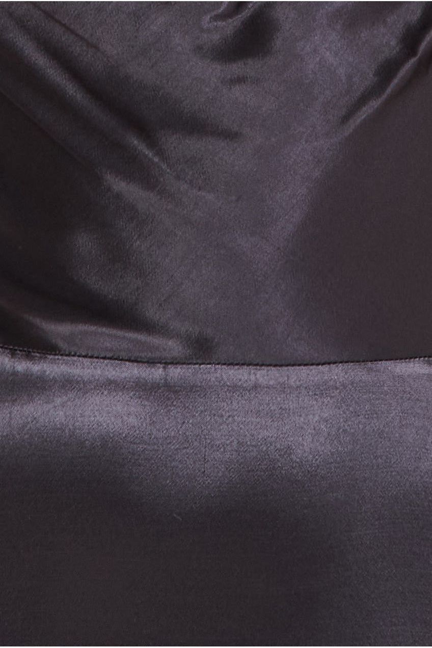 Satin Viscose Cowl Neck Maxi With Train - Black DR3857