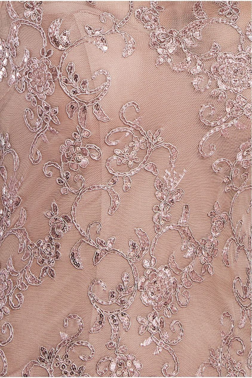 Lace Scallop Edge Mermaid Maxi Dress - Champagne DR3890