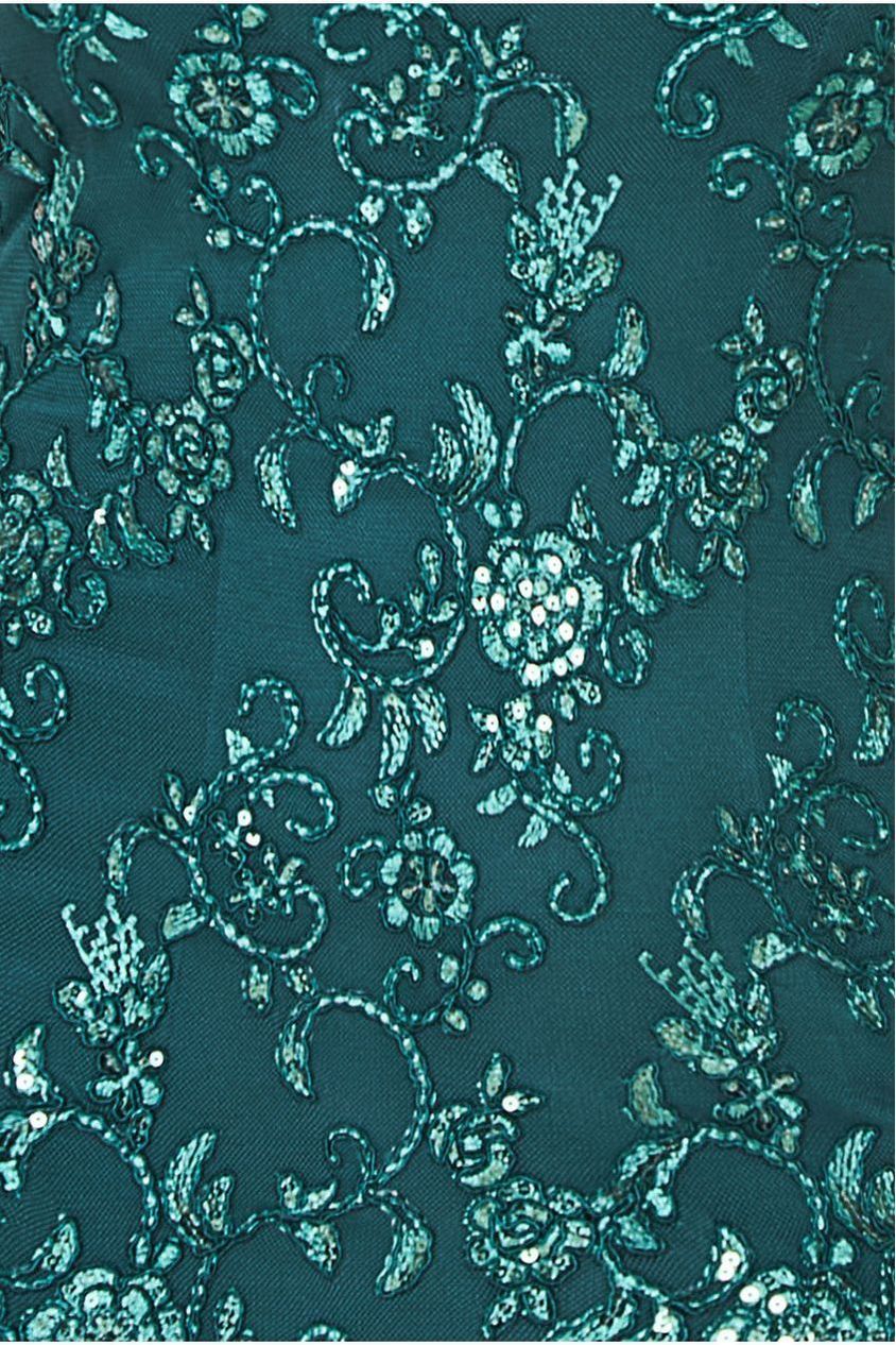 Lace Scallop Edge Mermaid Maxi Dress - Emerald Green DR3890