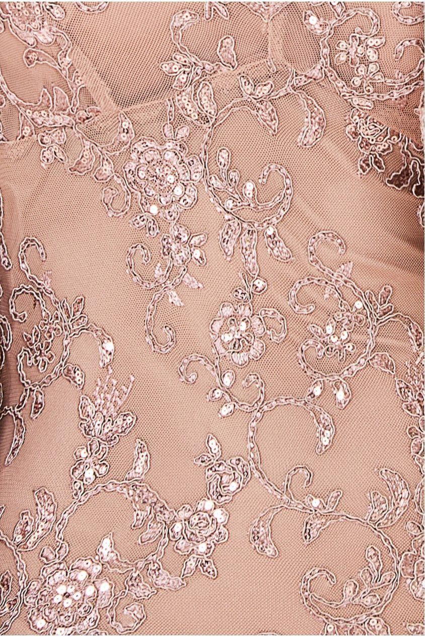 Scalloped Lace Maxi Dress - Champagne DR3897