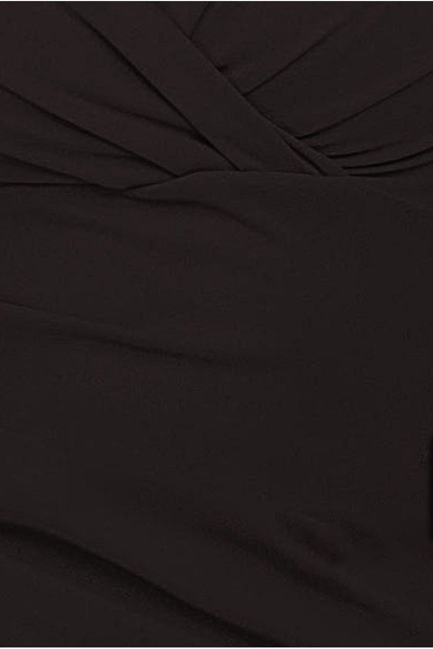 Front Wrap Pleated Scuba Maxi Dress - Black DR3975