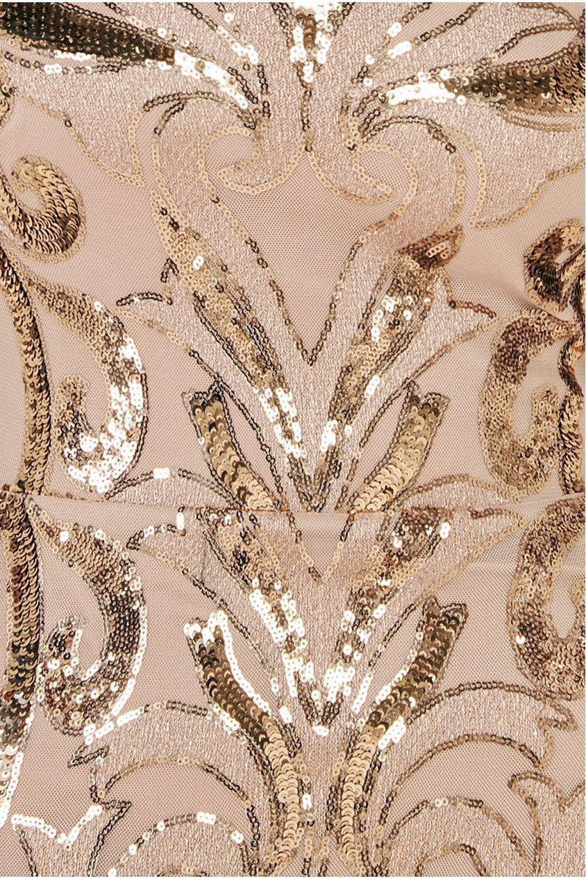 Square Neck Scalloped Lace Maxi - Champagne DR4016