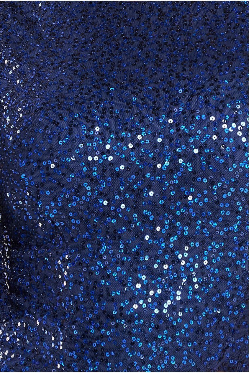 Sequin Flutter Sleeve Maxi - Navy DR4021