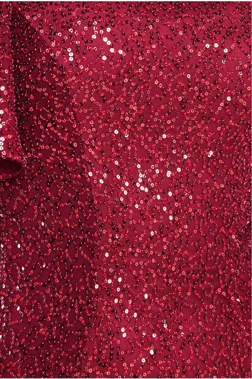 Sequin Flutter Sleeve Maxi - Wine DR4021