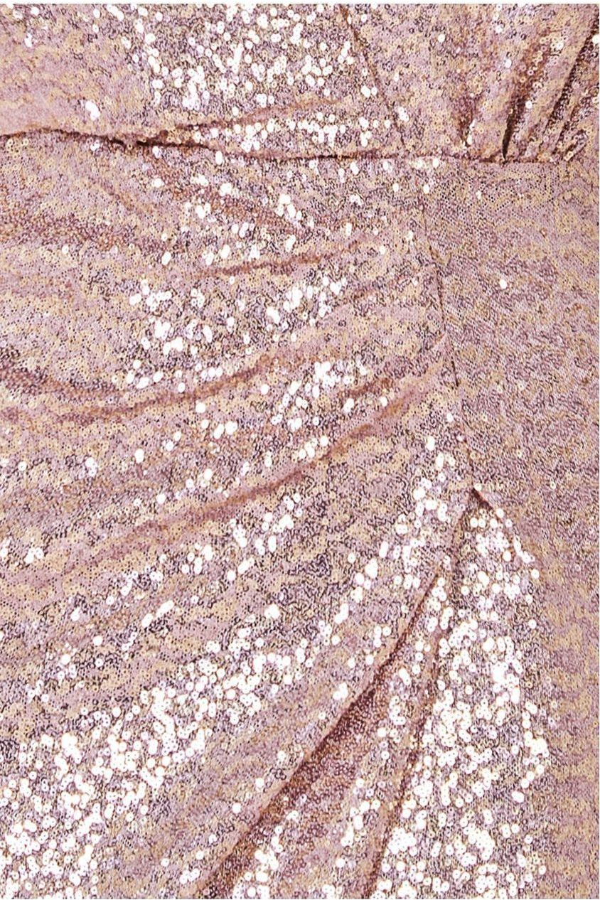 Sequin Front Split Shirt Dress - Champagne DR4034