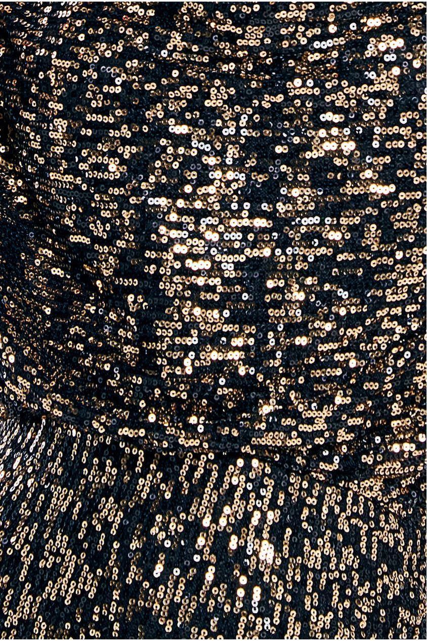 Sequin Cowl Maxi Dress - Black DR4051