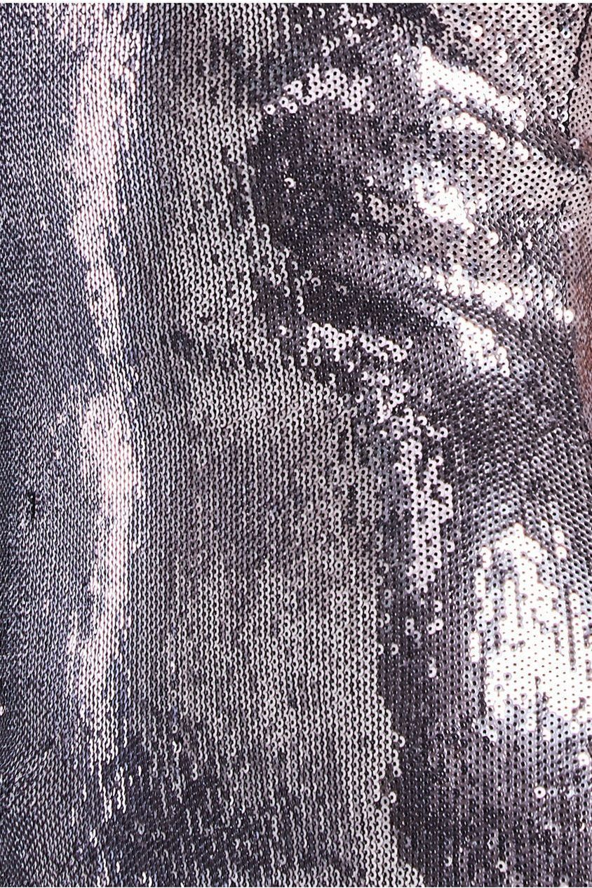 Liquid Sequin Halterneck Maxi With Corsage - Silver DR4104