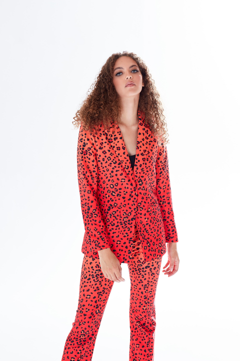 Leopard Print Ombre Suit Blazer In Orange by Liquorish