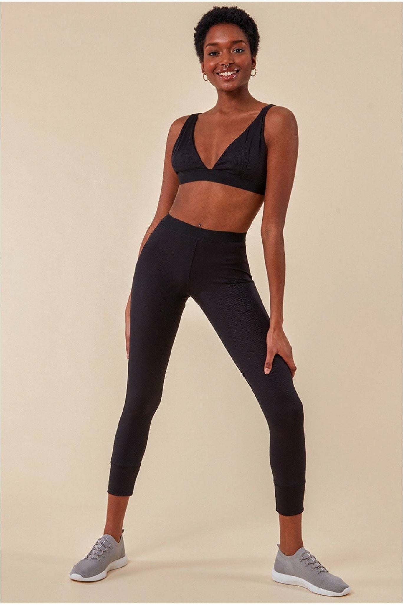 Bralette & Legging Workout Lounge Set - Black TS3