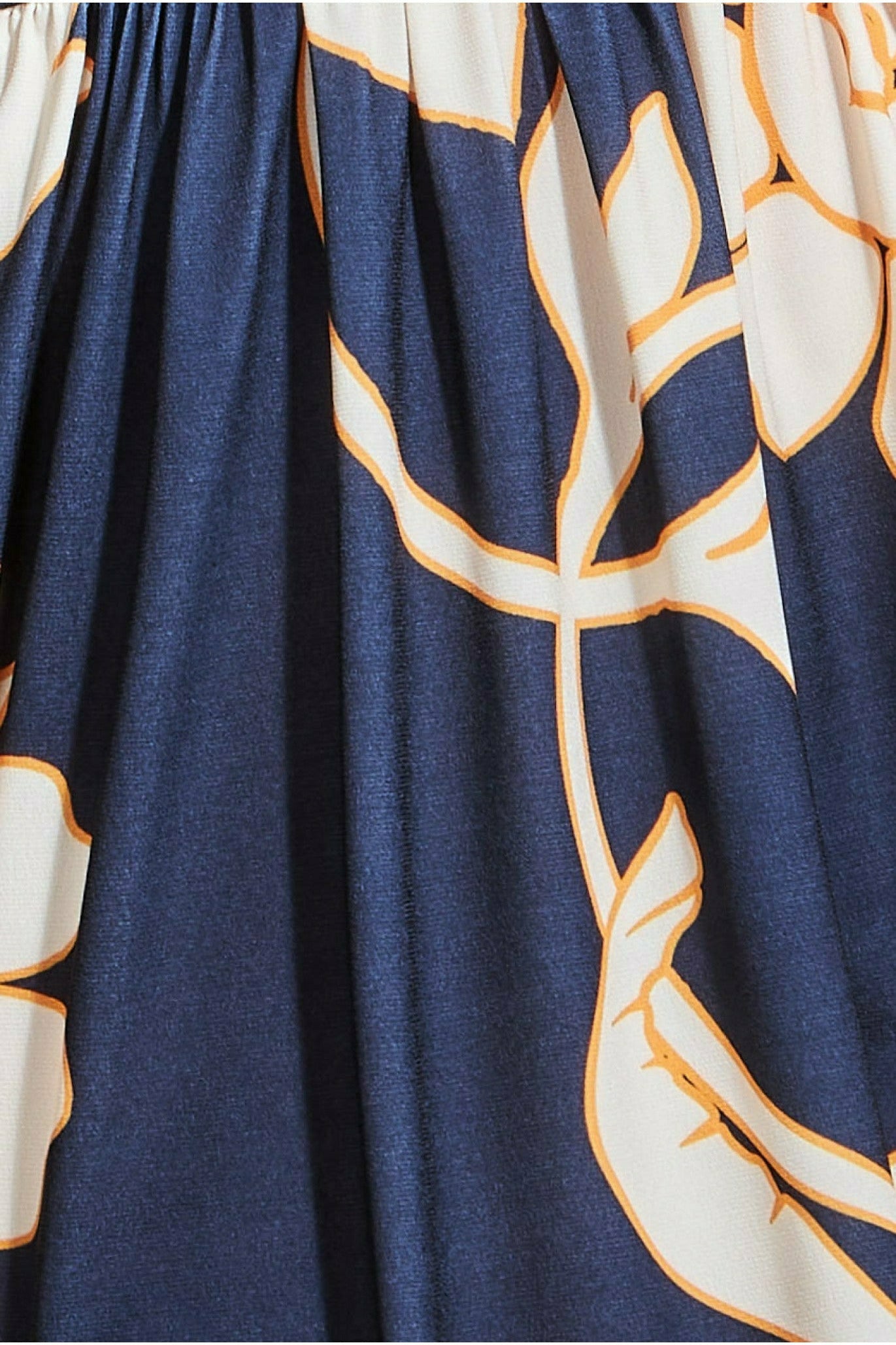 Leaf Print Flutter Sleeve Maxi Dress - Navy DR3652