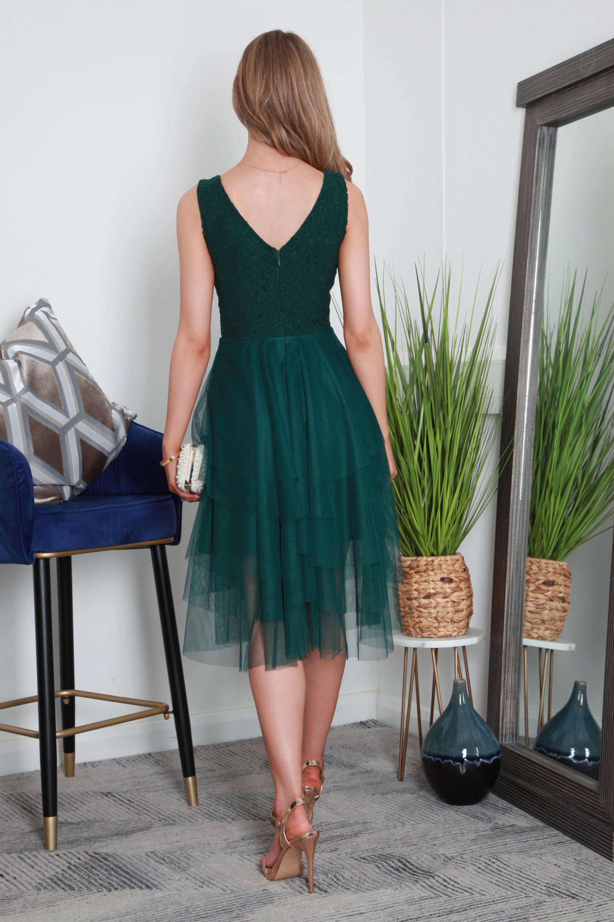 Green Tiered Tulle Dress DR0000087