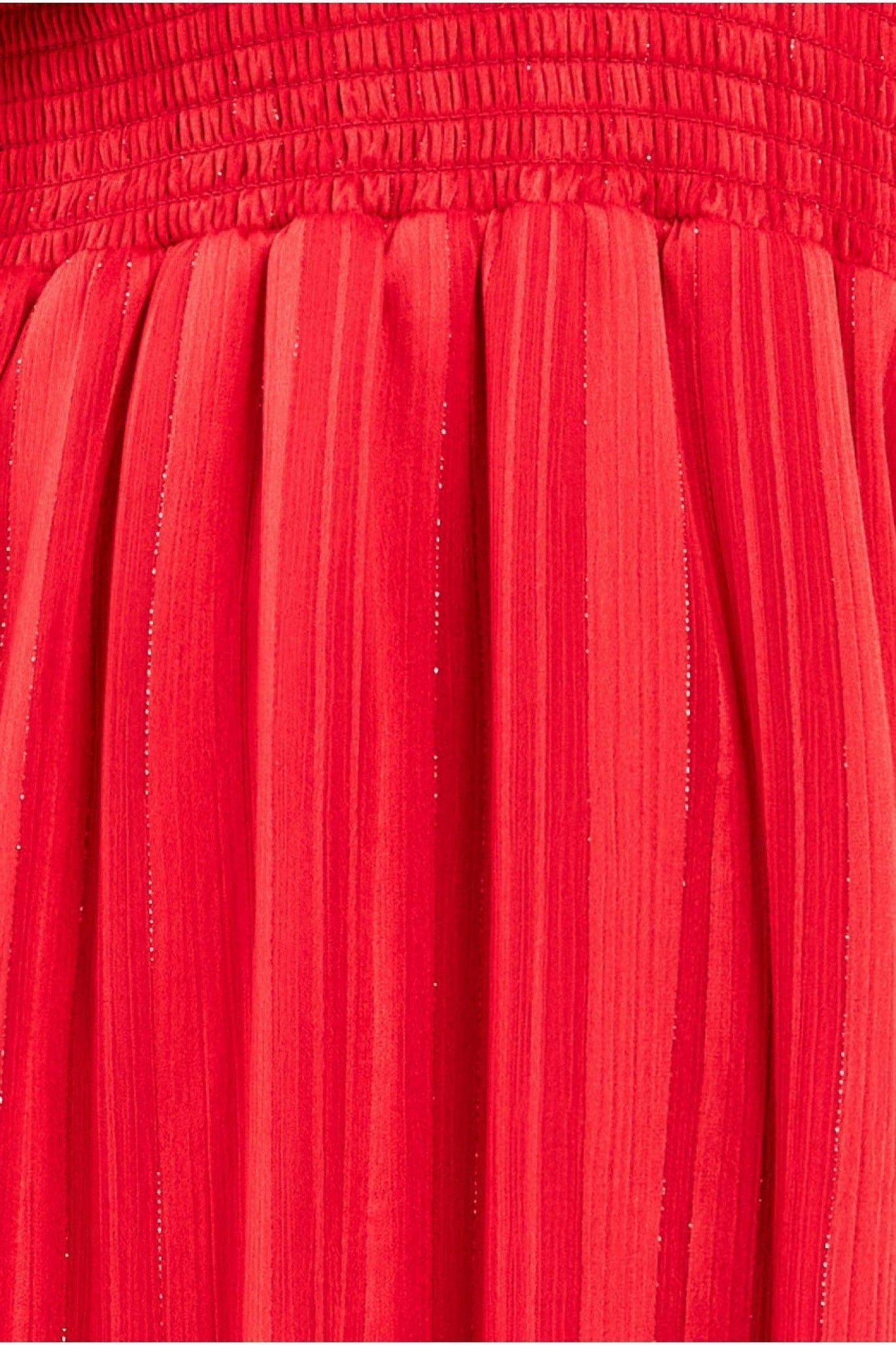 Keyhole High Neck Flutter Sleeve Maxi - Red DR3441