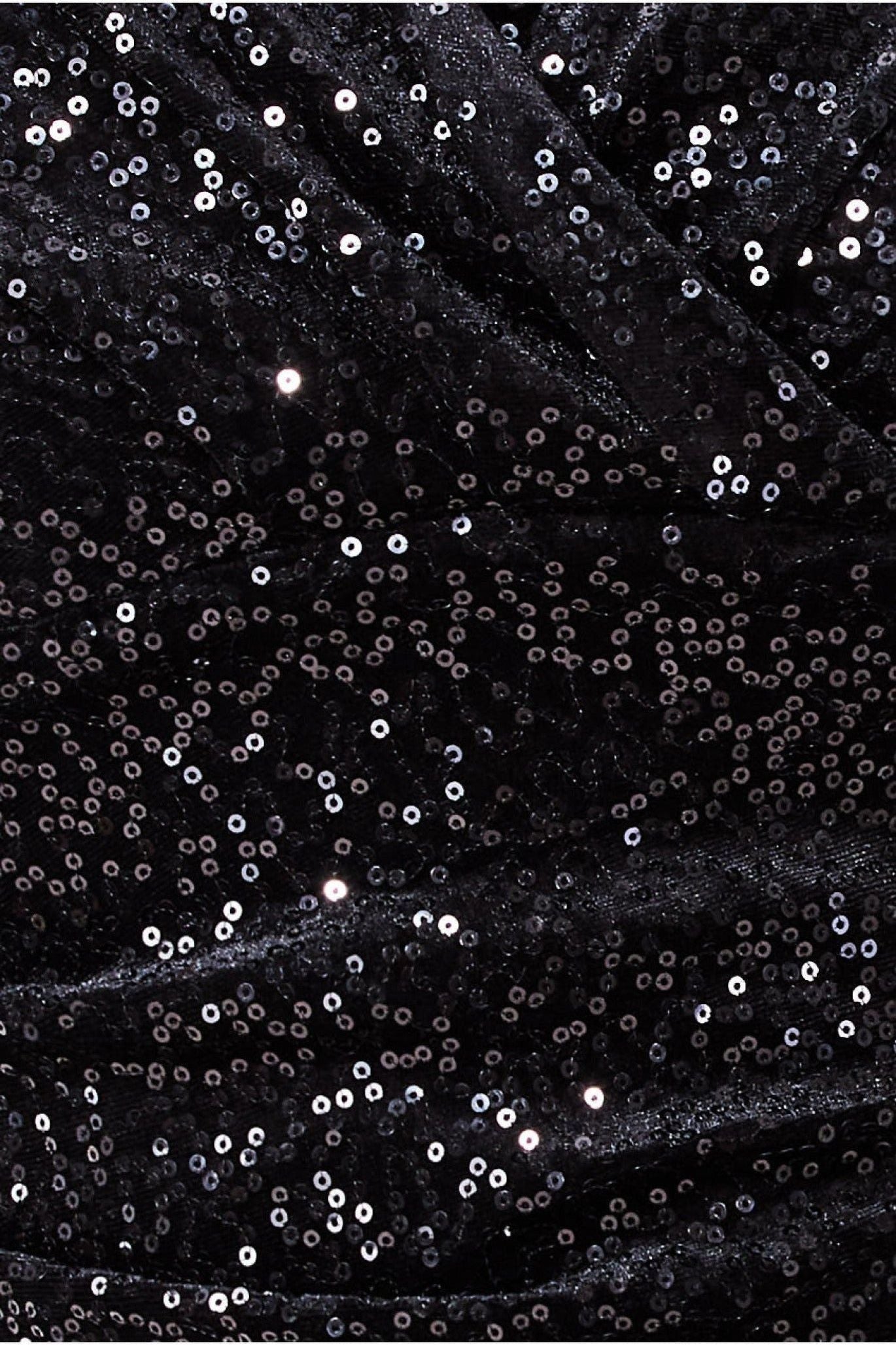 Sequin & Velvet Bardot Midi - Black DR3720P