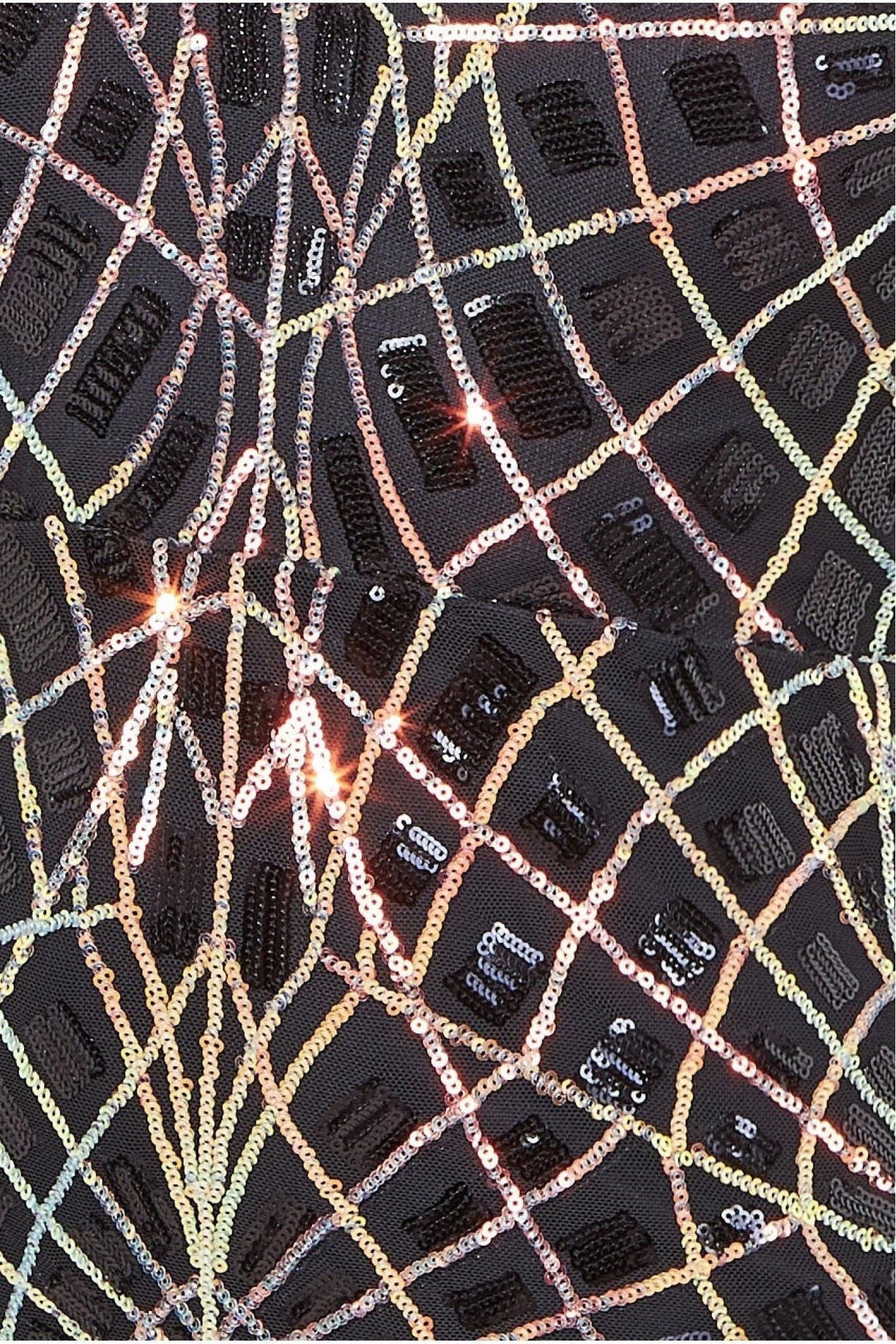 Geo Sequin Long Sleeve Maxi Dress - Black DR3495P