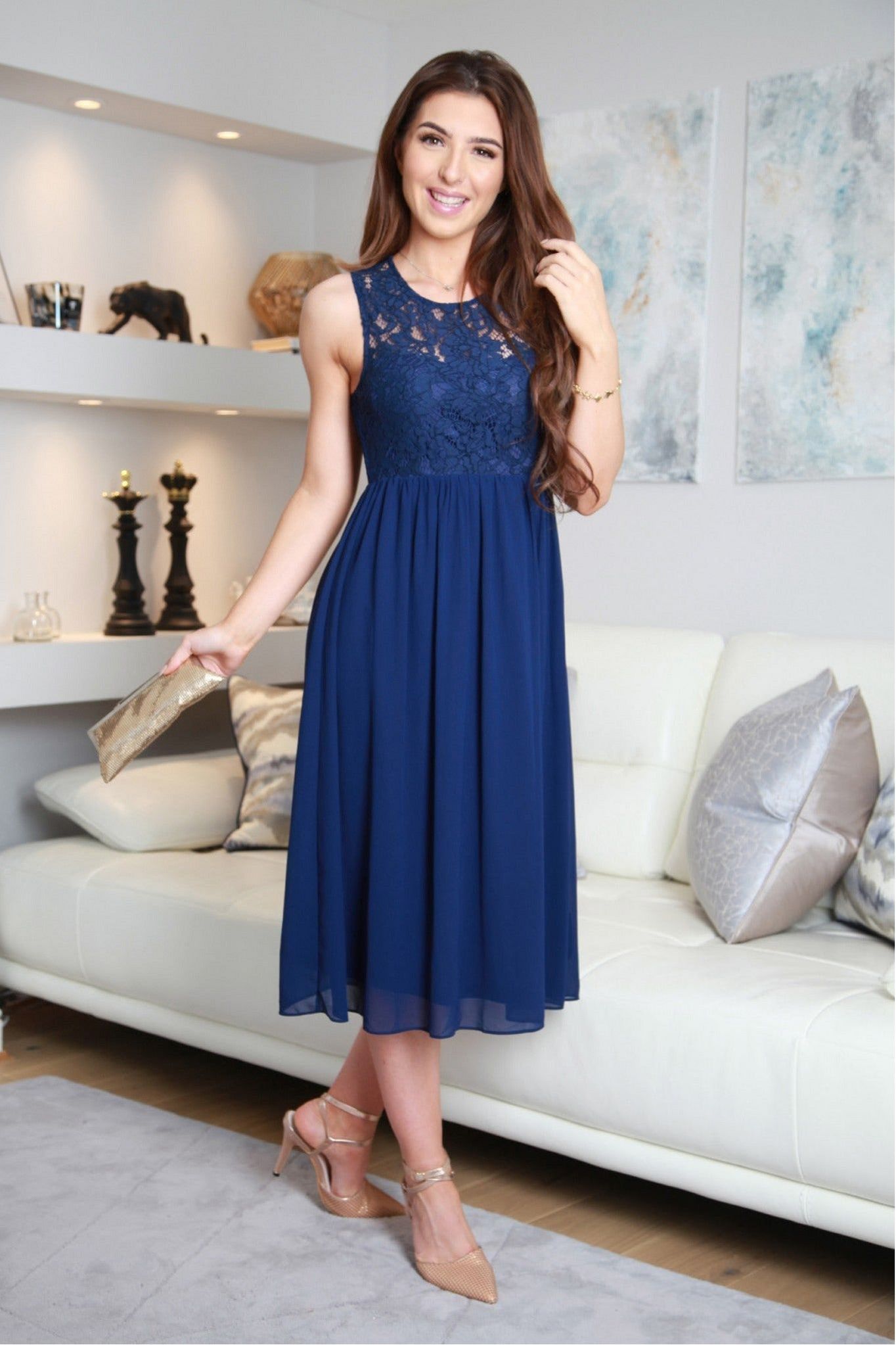 Sleeveless Midi Lace Dress DR0000327