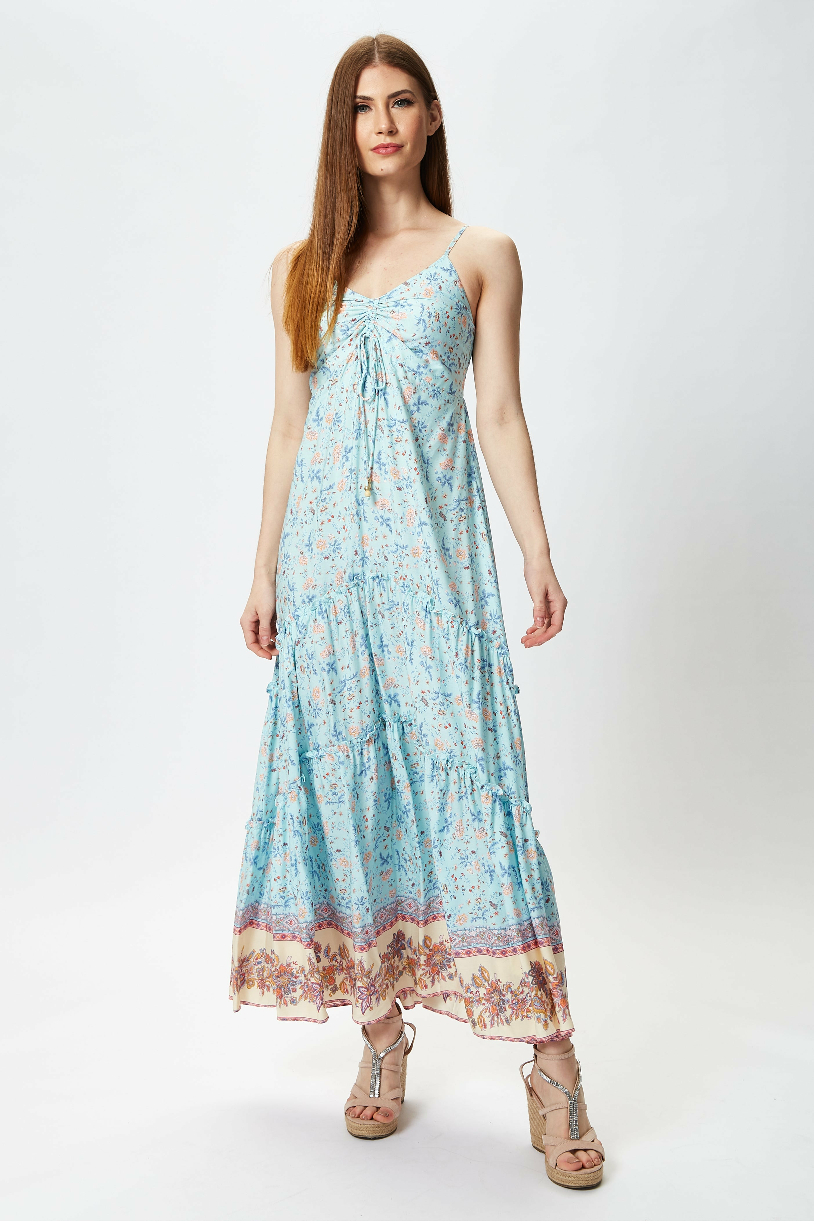 Liquorish Light Blue Floral Cami Maxi Dress Lightblue 8