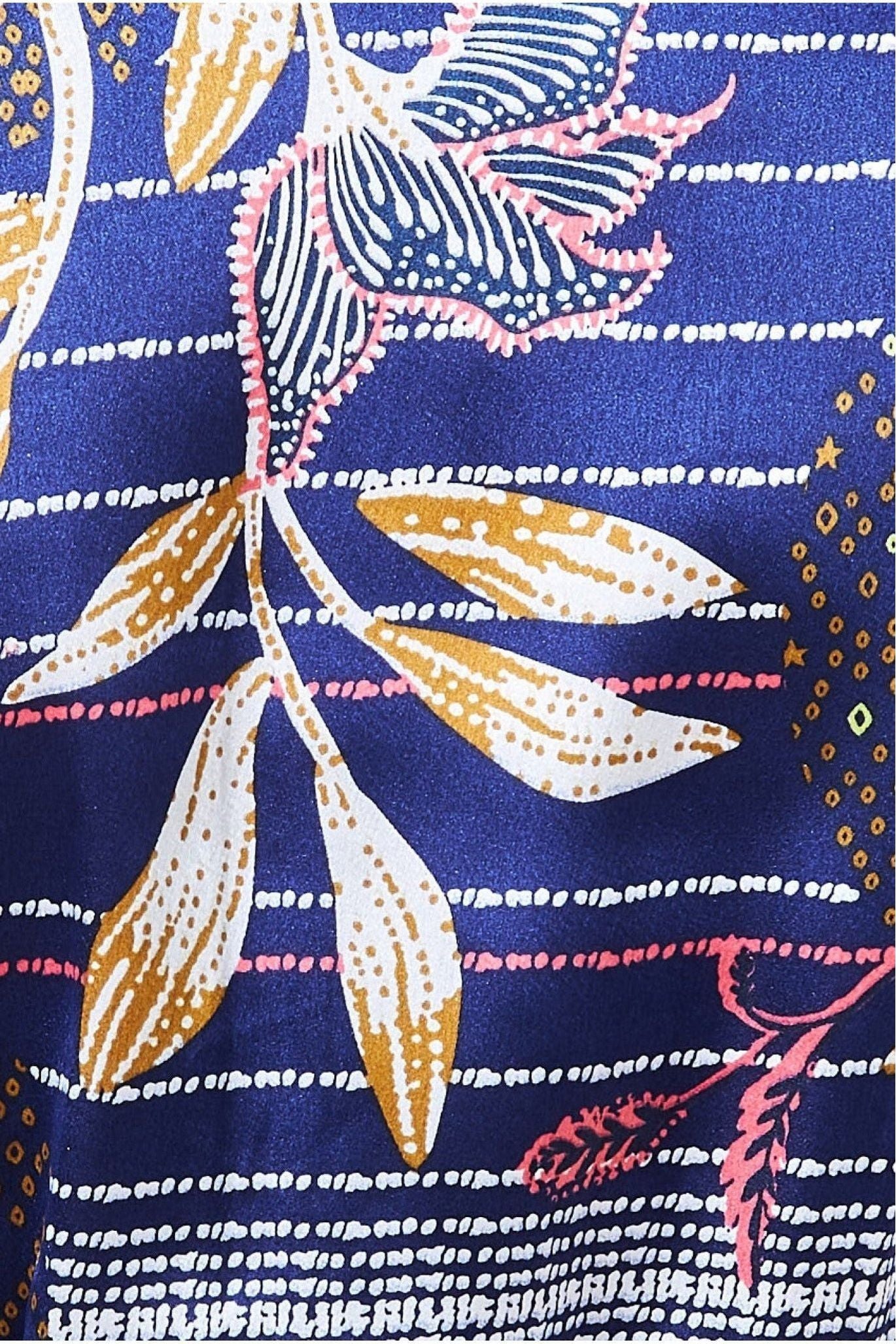 Printed Satin Kimono - Navy T215
