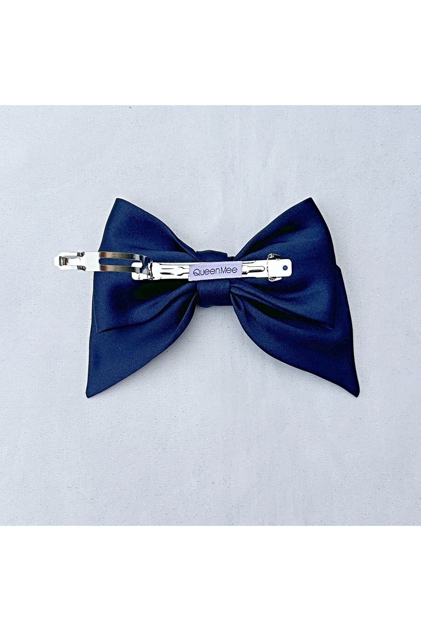 Navy Satin Hair Bow Navy Blue Hair Clip 5060801177771