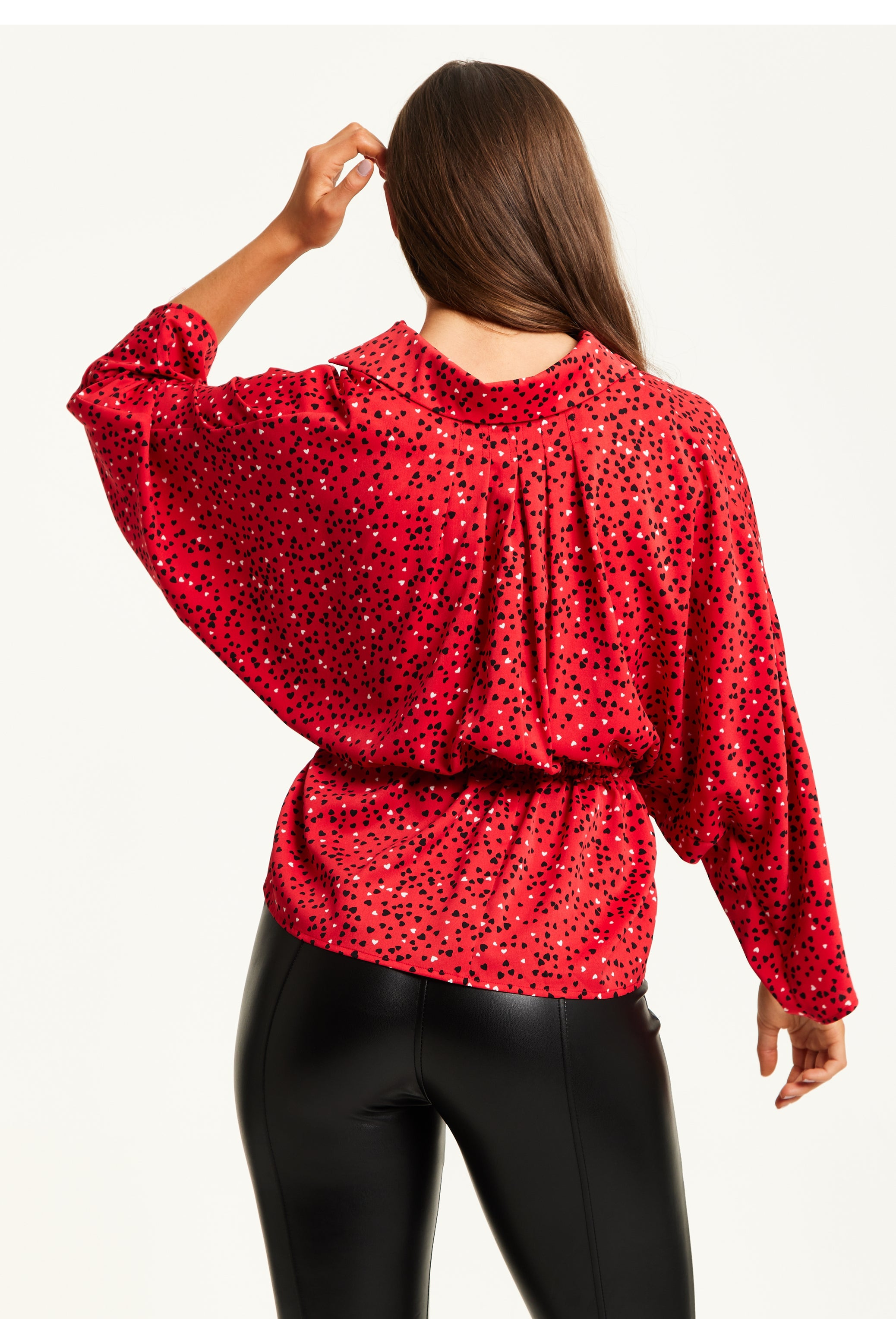 Heart Print Shirt With Long Sleeves And Tie Waist G6-226-LIQTRAN22-005-1