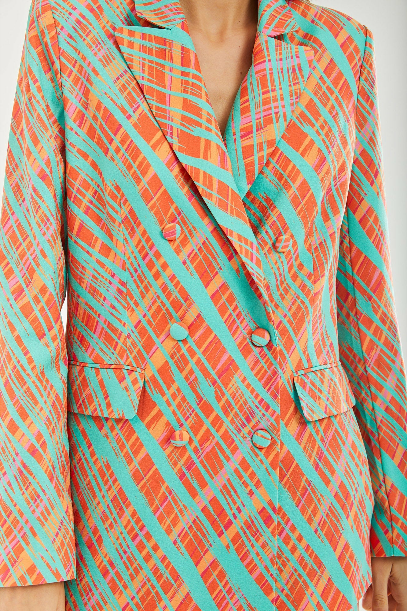 Orange Scribble Print Blazer D10-LIQ21-281