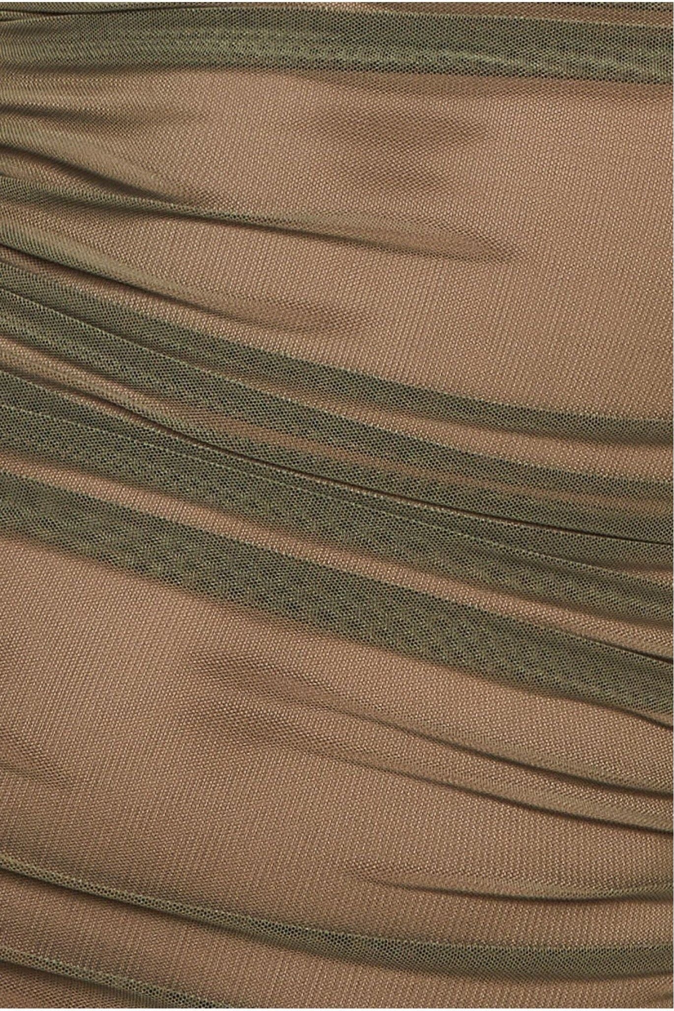 Naked Ruched Bodycon Midi Dress - Khaki DR3539