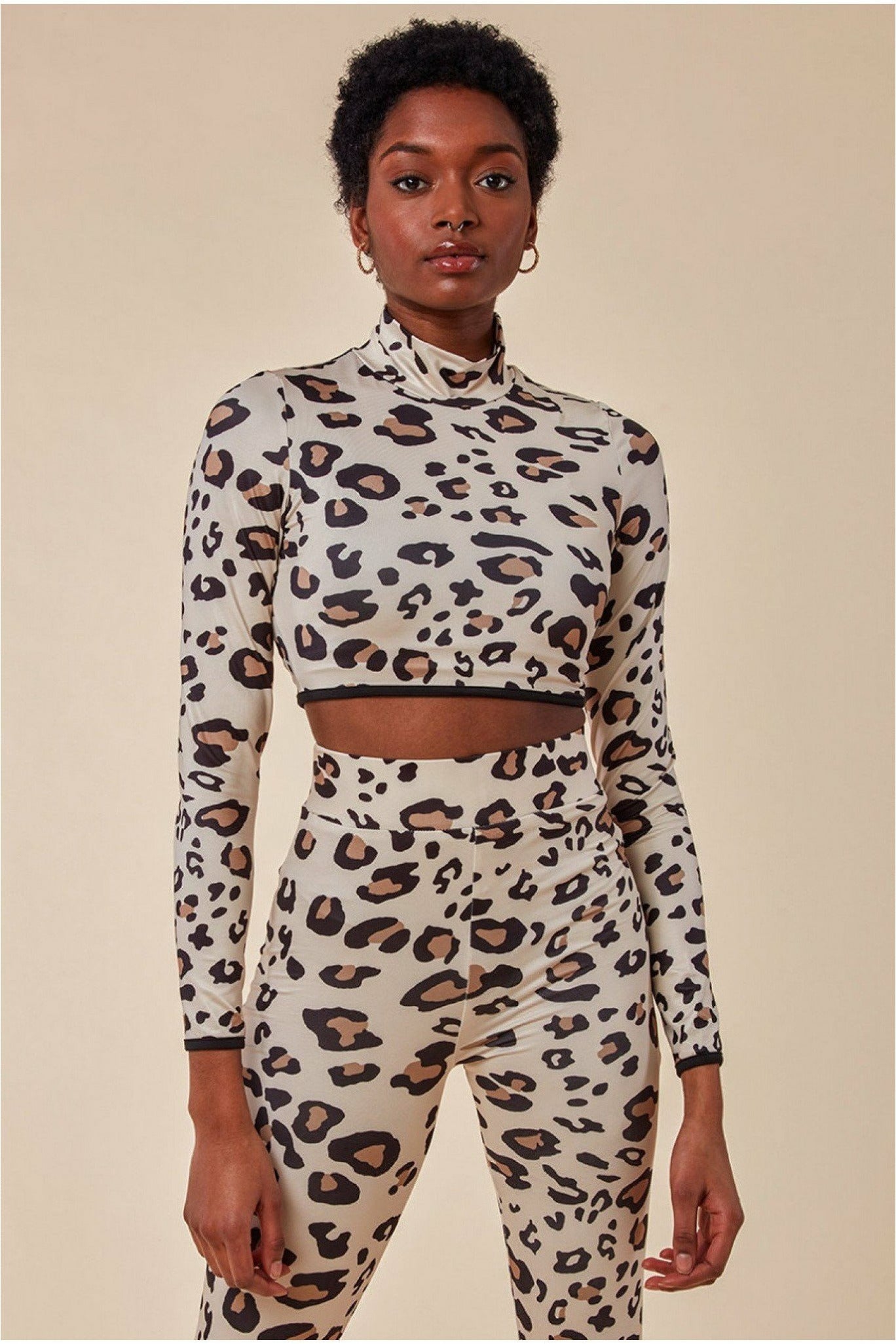 Leopard Print Crop Top&legging Lounge Set - Brown TS6