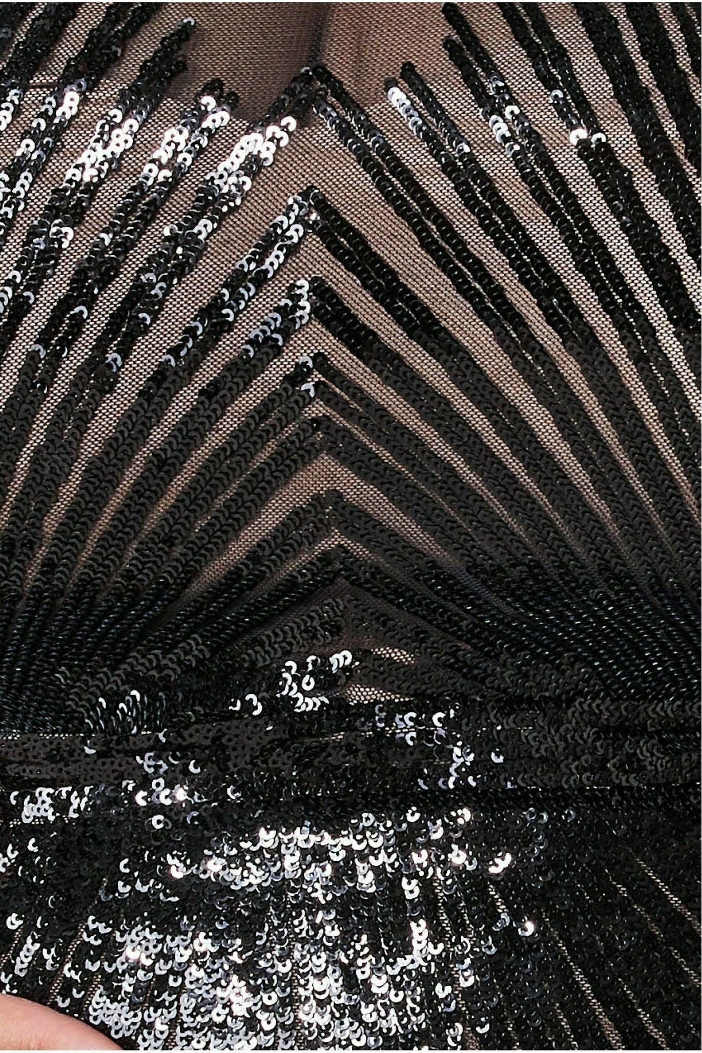 Plus Shooting Star Sequin Maxi Dress - Black DR3276P