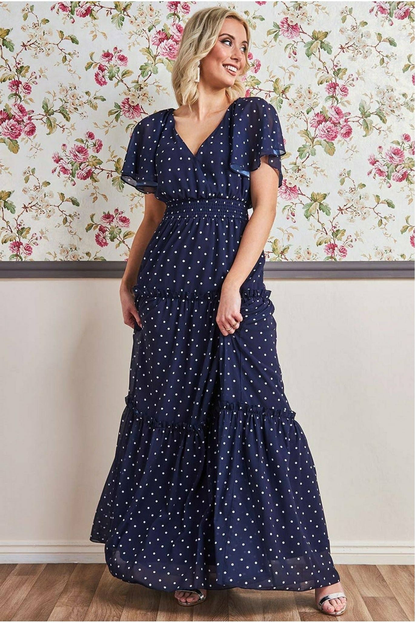 Polka dot tiered maxi dress Clearance