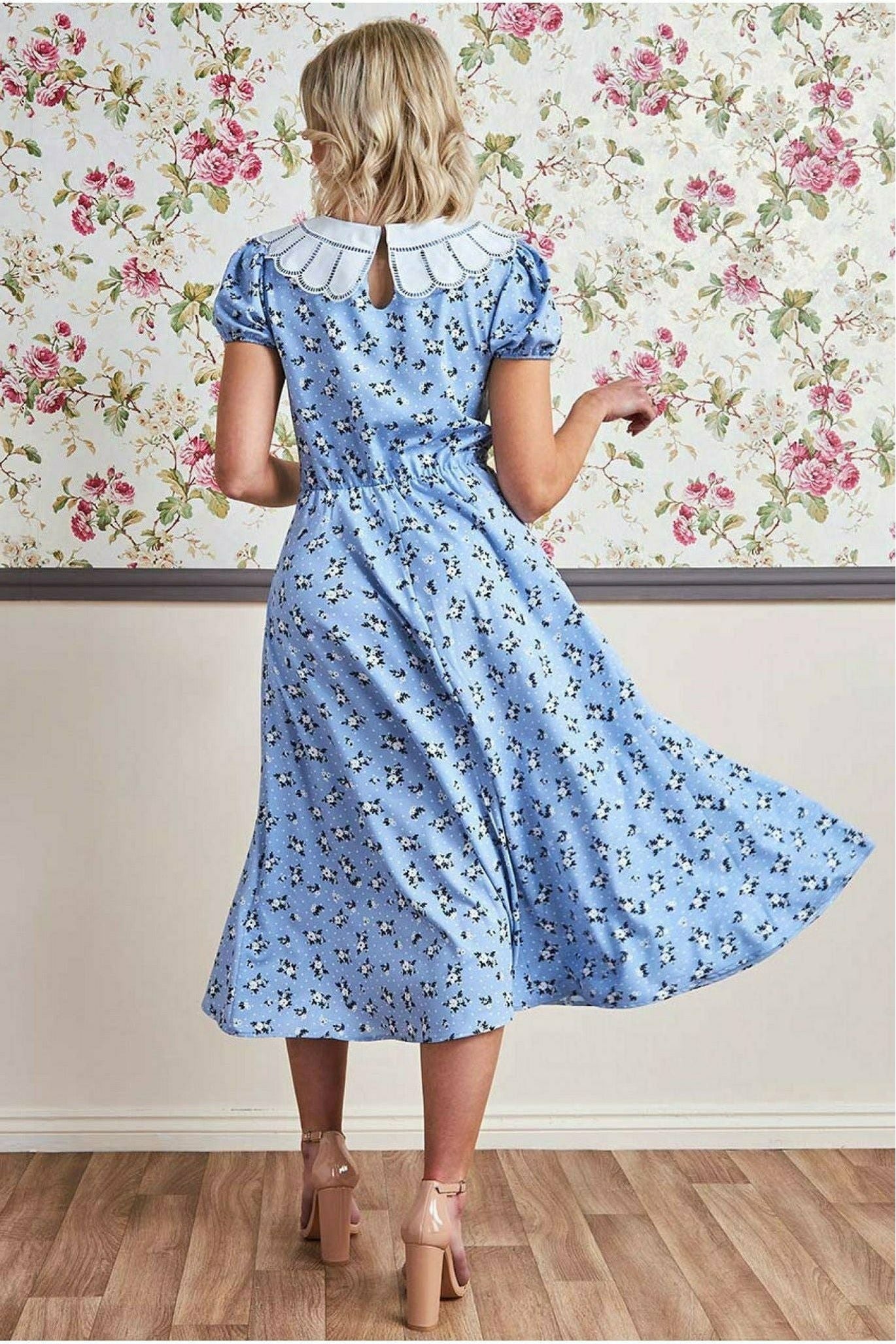 Printed Midi With Front Split - Powder Blue DR3356