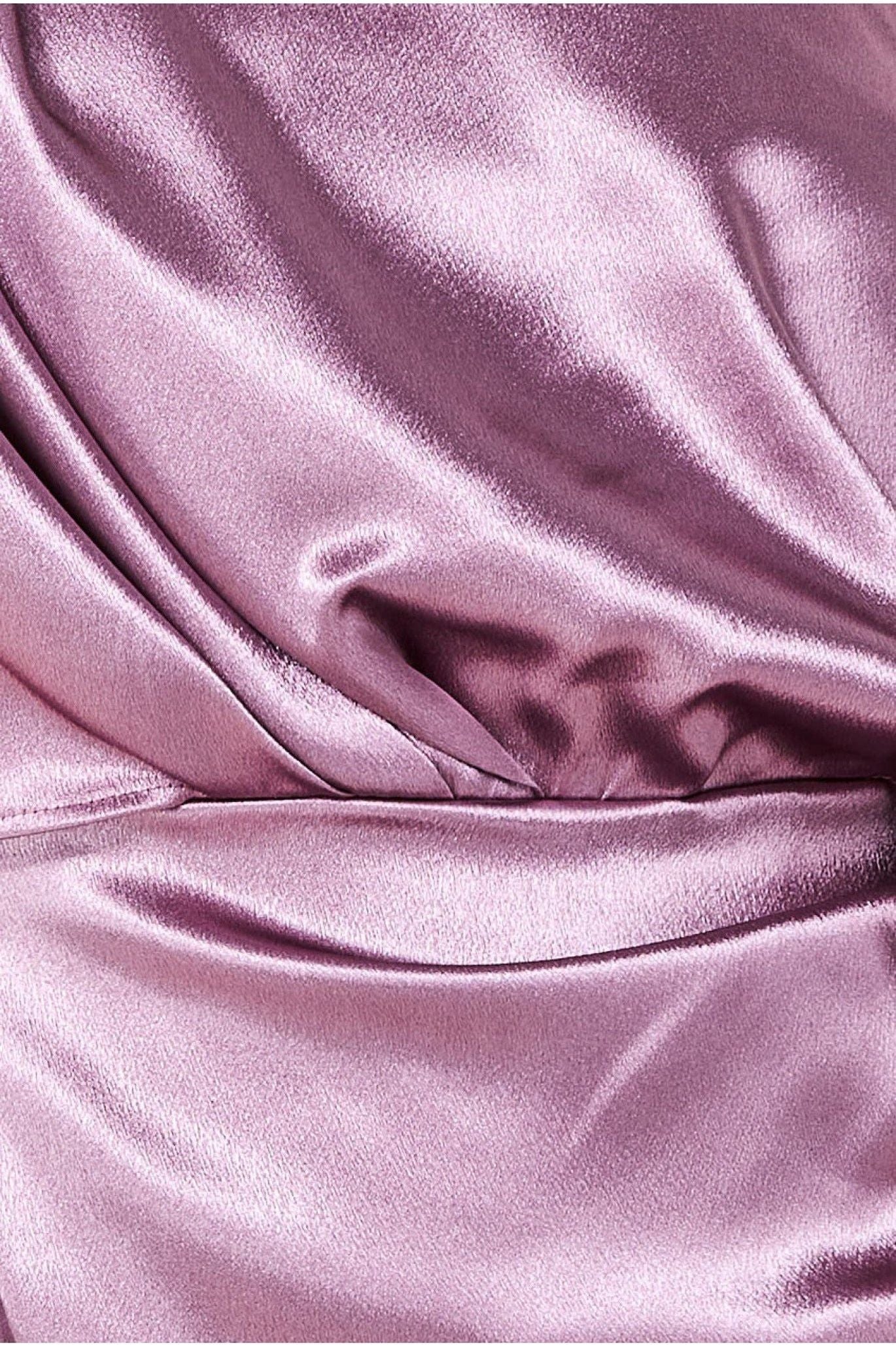 Satin Drape Shoulder Wrap Maxi Dress - Blush DR3450