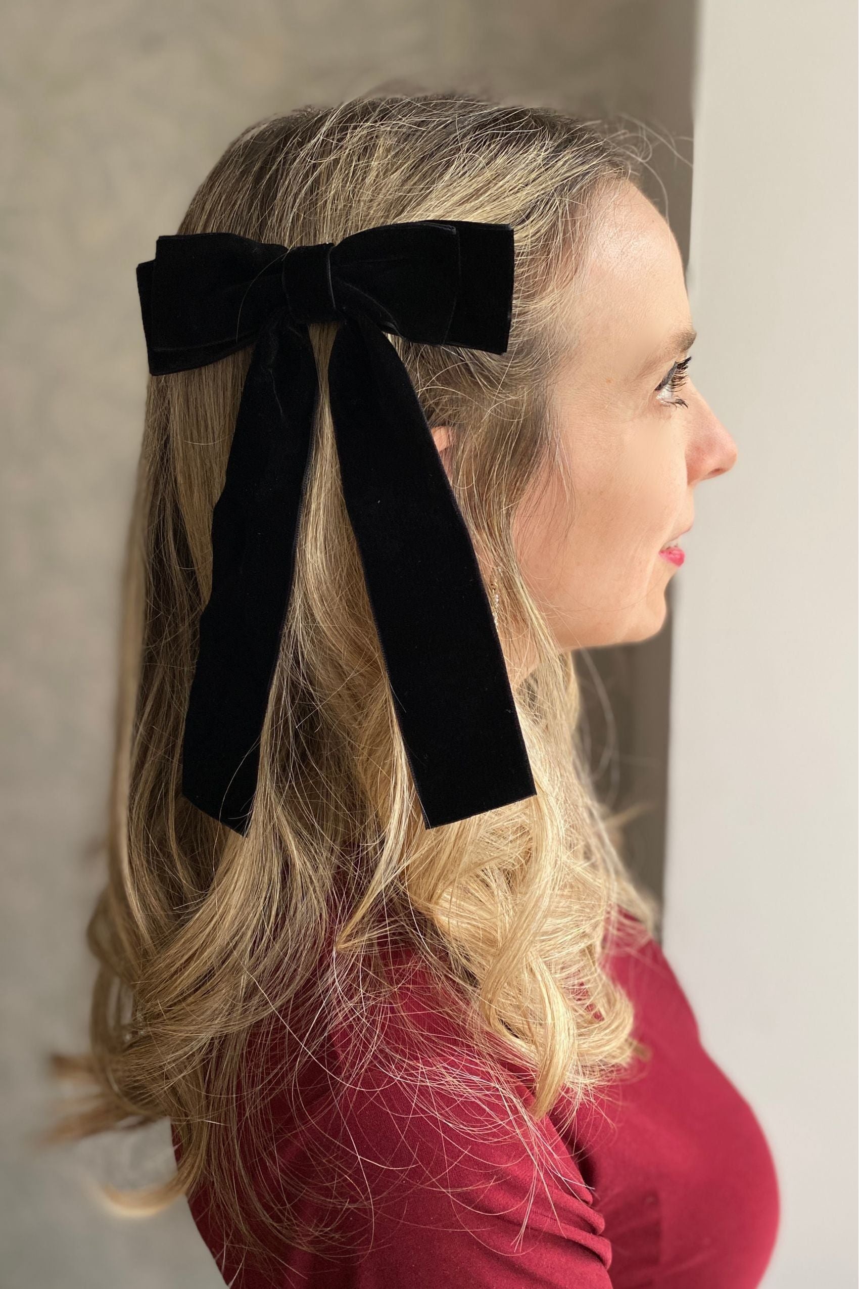 Black Velvet Hair Bow Hair Clip Alligator Clip 5060801175494