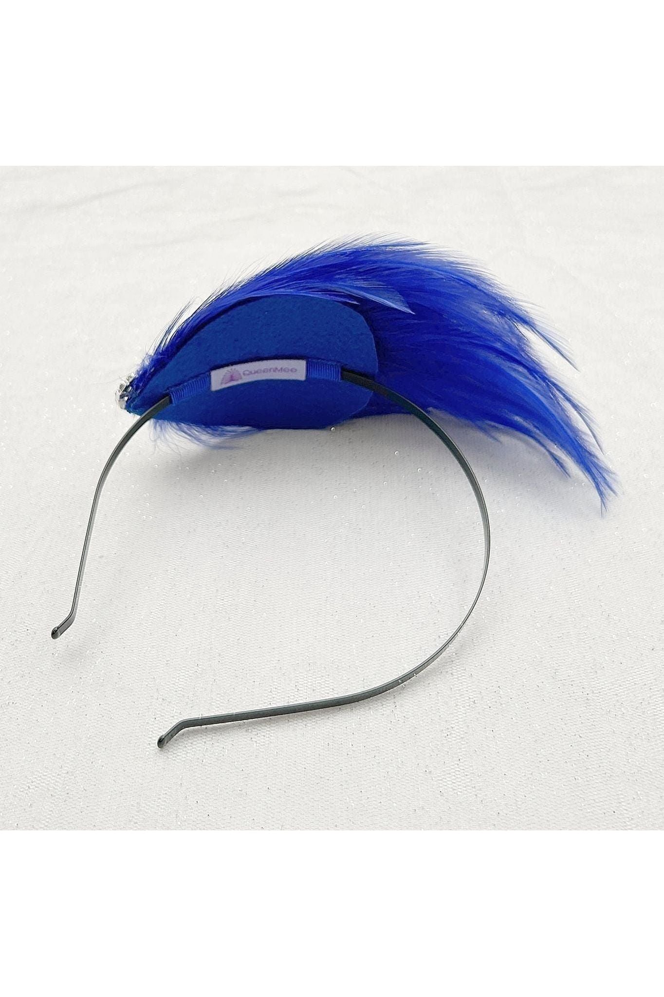Blue Fascinator Headband Cobalt Blue With Feathers 5060801171212