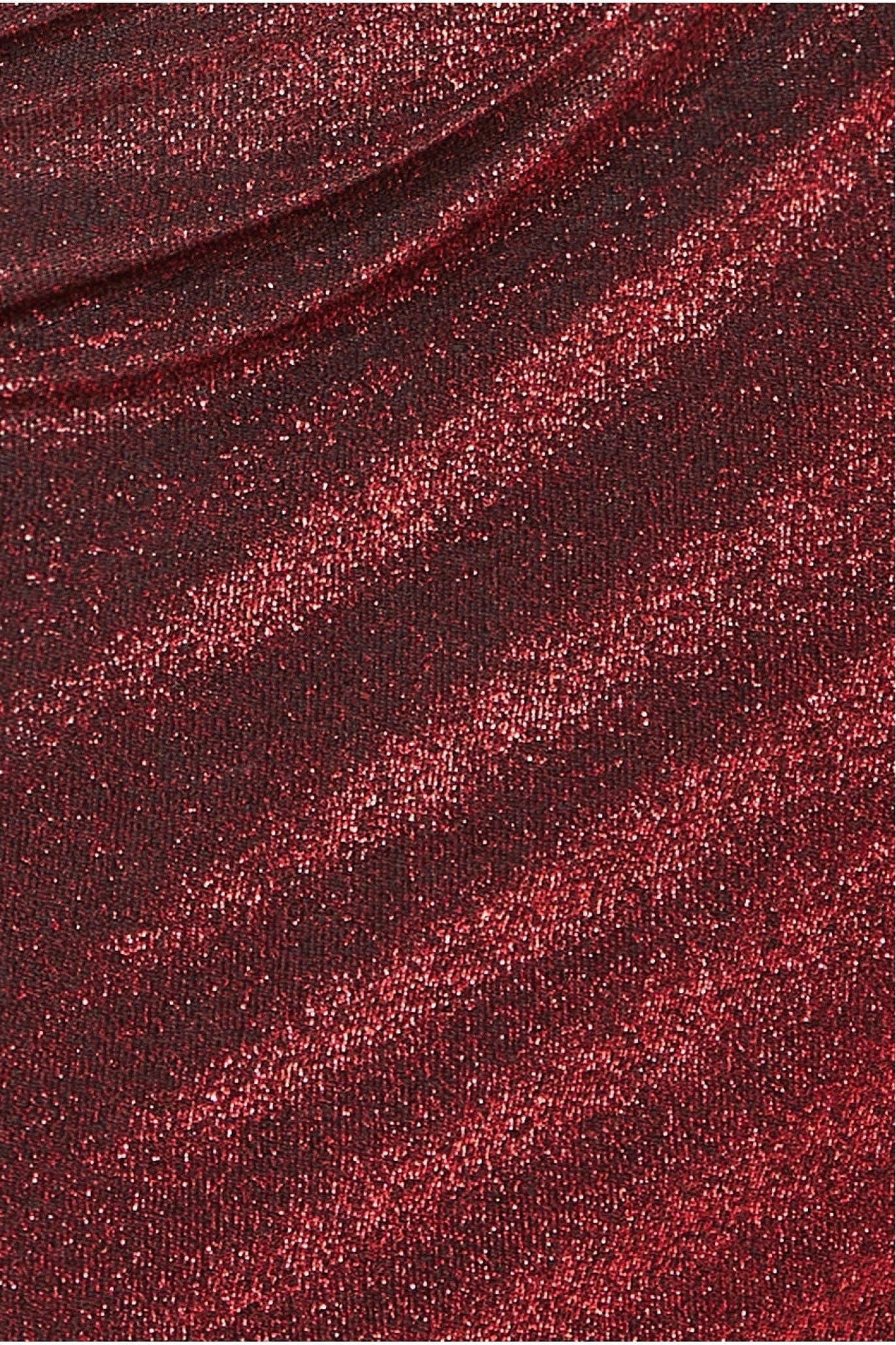 Lurex Cowl Neck Off The Shoulder Maxi - Red DR3719