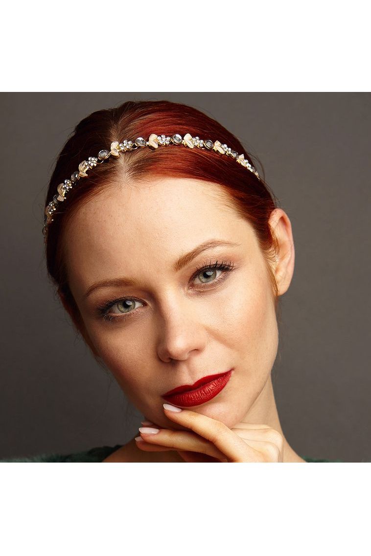 Chain Headband With Diamante Flowers 5060801172714