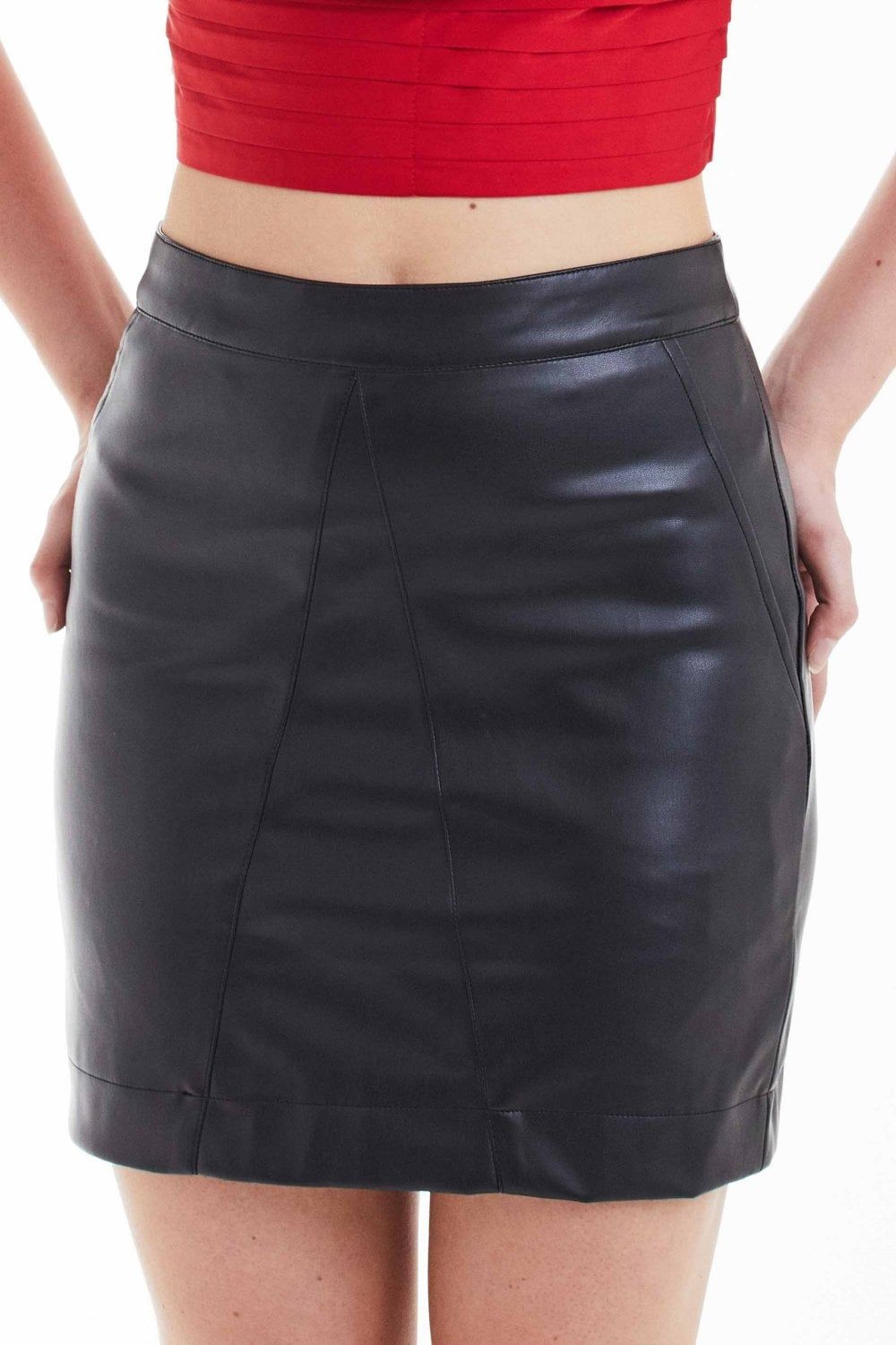 Black Vegan Leather Skirt SK0000022