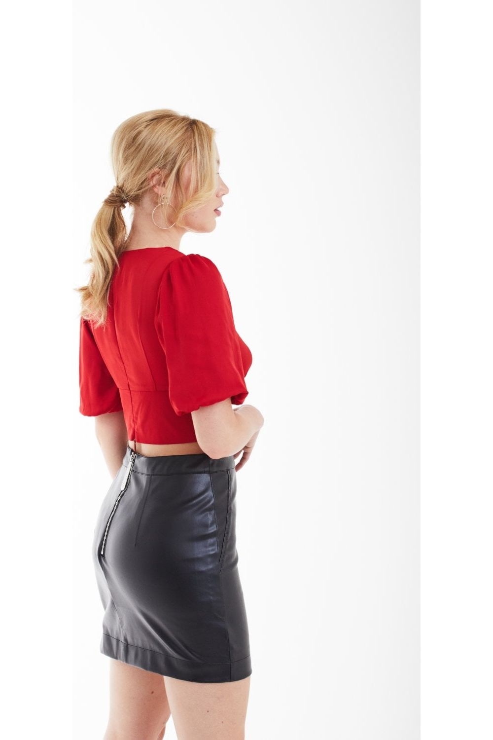 Black Vegan Leather Skirt SK0000022