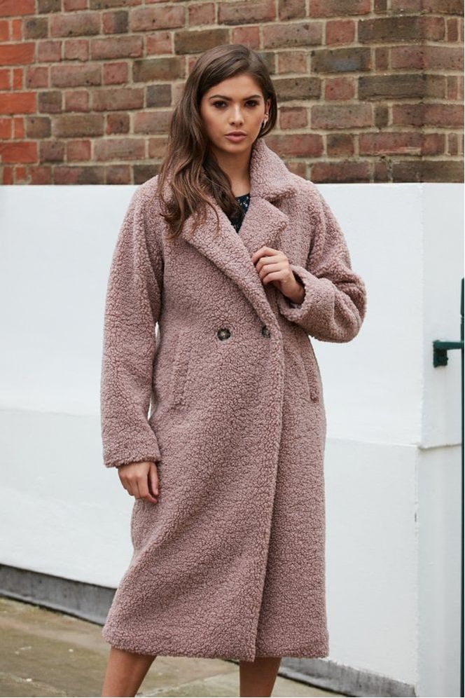 Pink Longline Fur Teddy Coat OU0000018