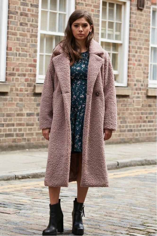 Pink Longline Fur Teddy Coat OU0000018