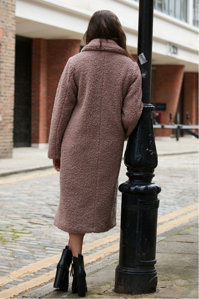 Pink Longline Fur Teddy Coat OU0000018