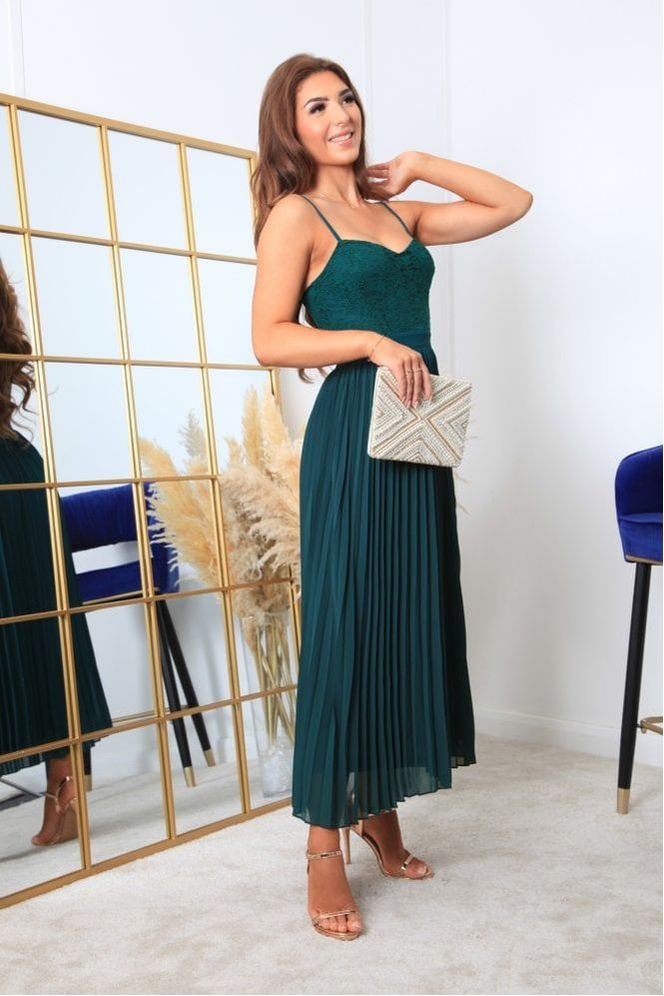 Strappy Pleated Lace Dress DR0000418