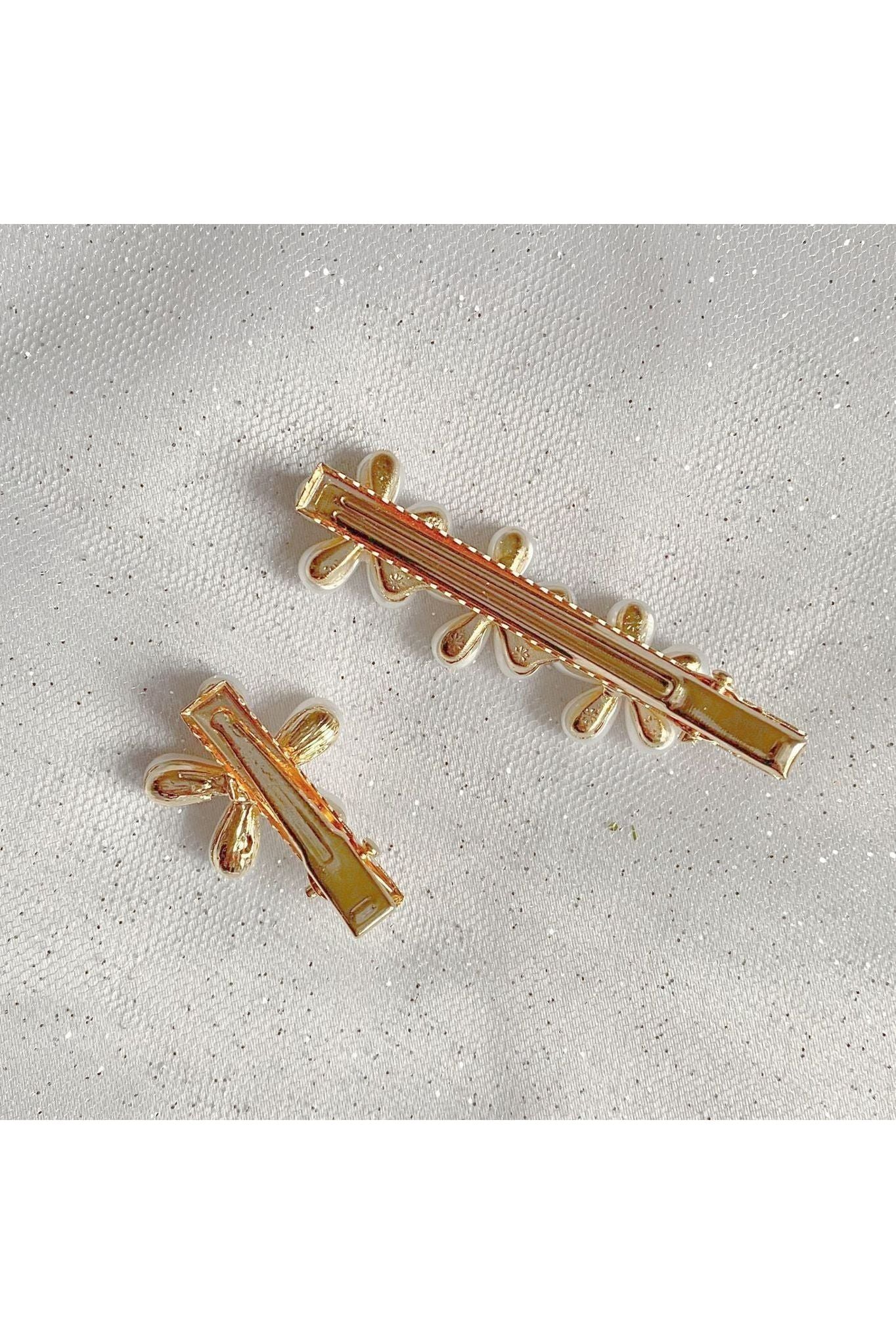Pearl Hair Grips Flower Hair Clips Gold Crocodile Hair Clips Set Of 2 5060801170550