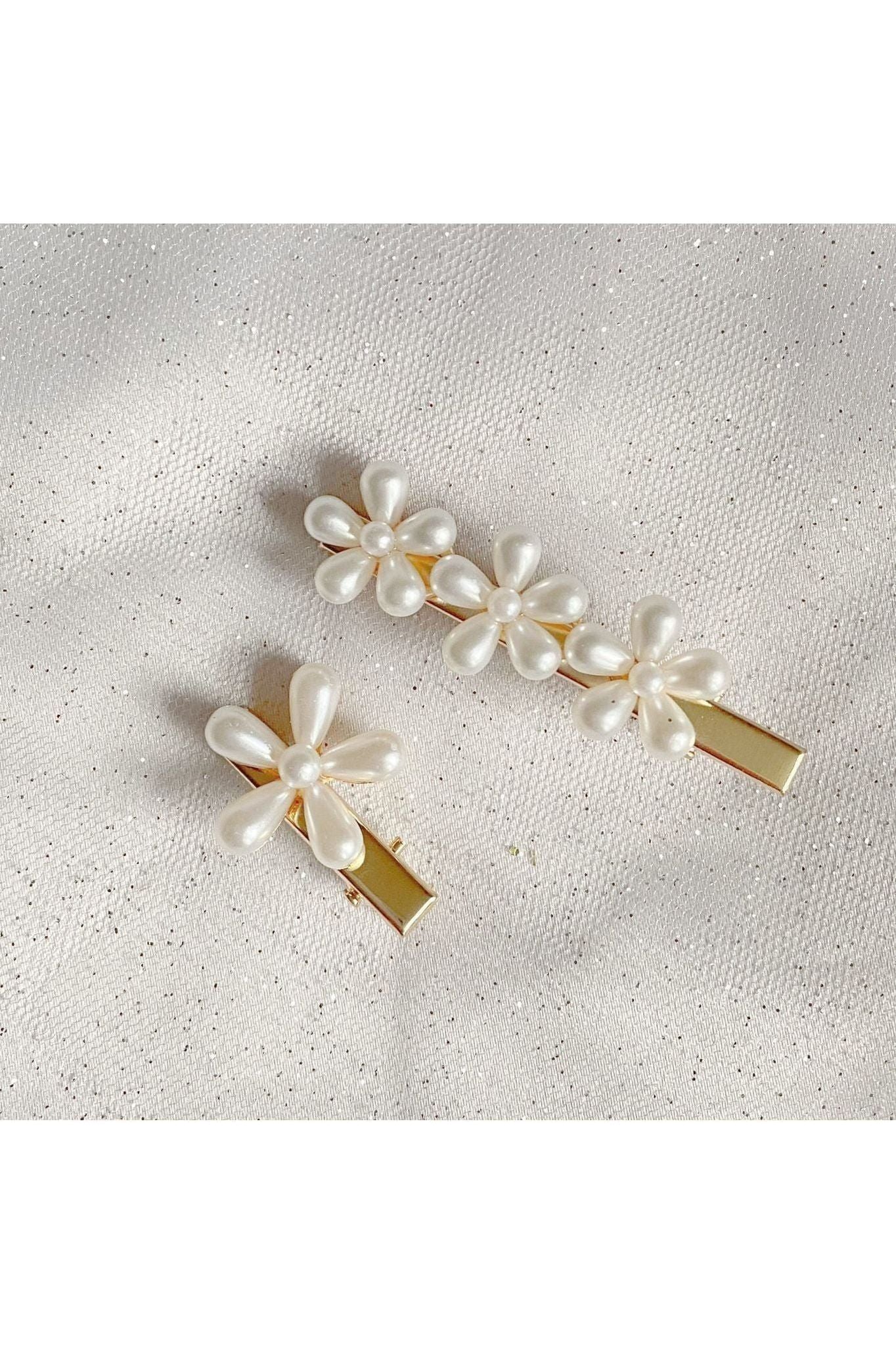 Pearl Hair Grips Flower Hair Clips Gold Crocodile Hair Clips Set Of 2 5060801170550