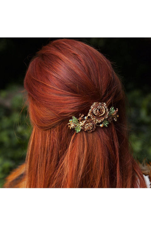 Flower Hair Clip Brown Rose by QueenMee Accessories