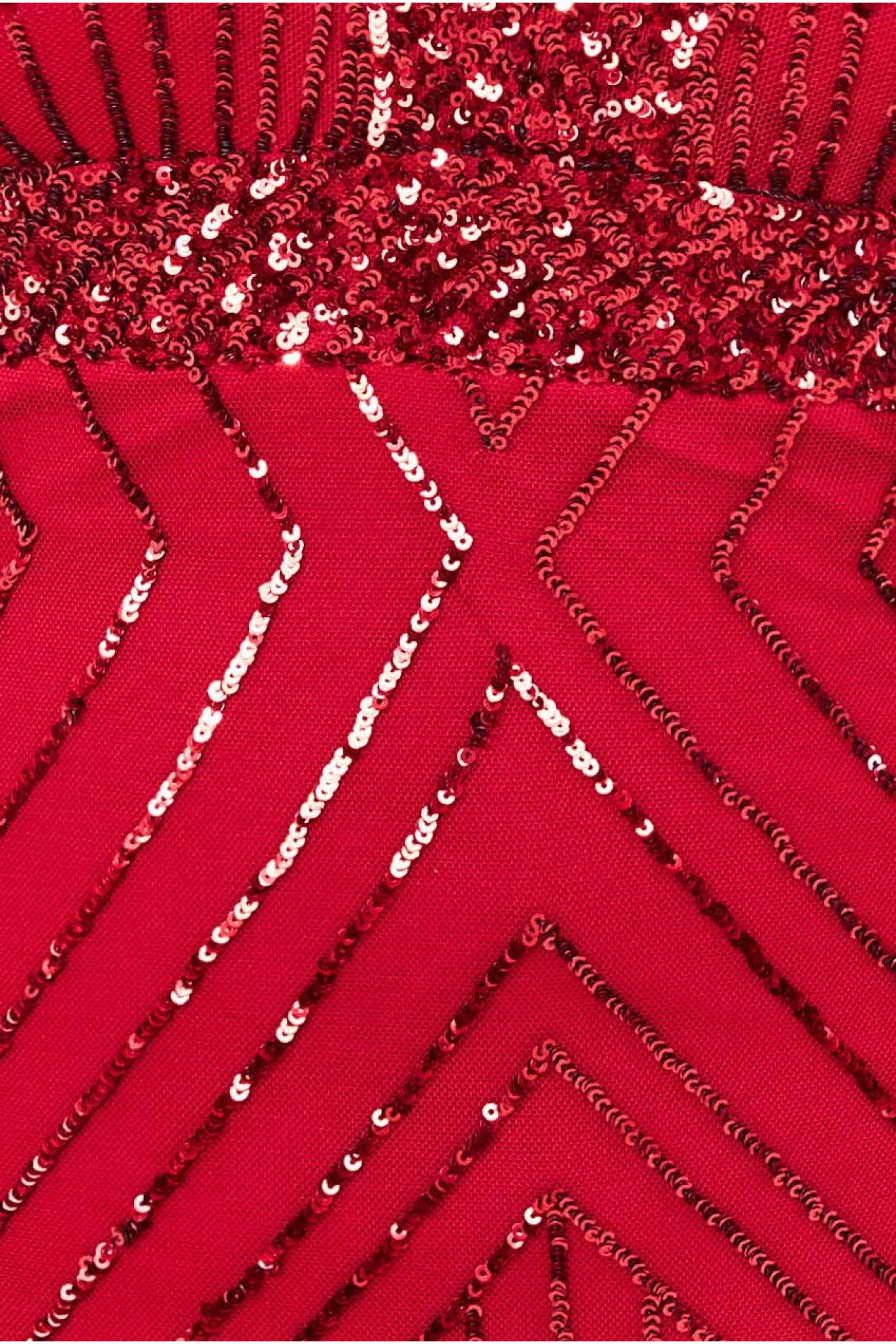 Scalloped Hem Starburst Midi Dress - Red DR2617P