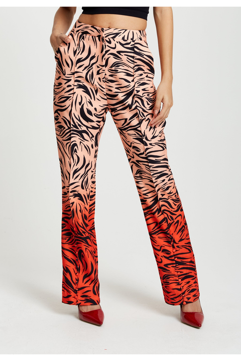 Zebra Print Suit Trousers With Slit Detail by Liquorish
