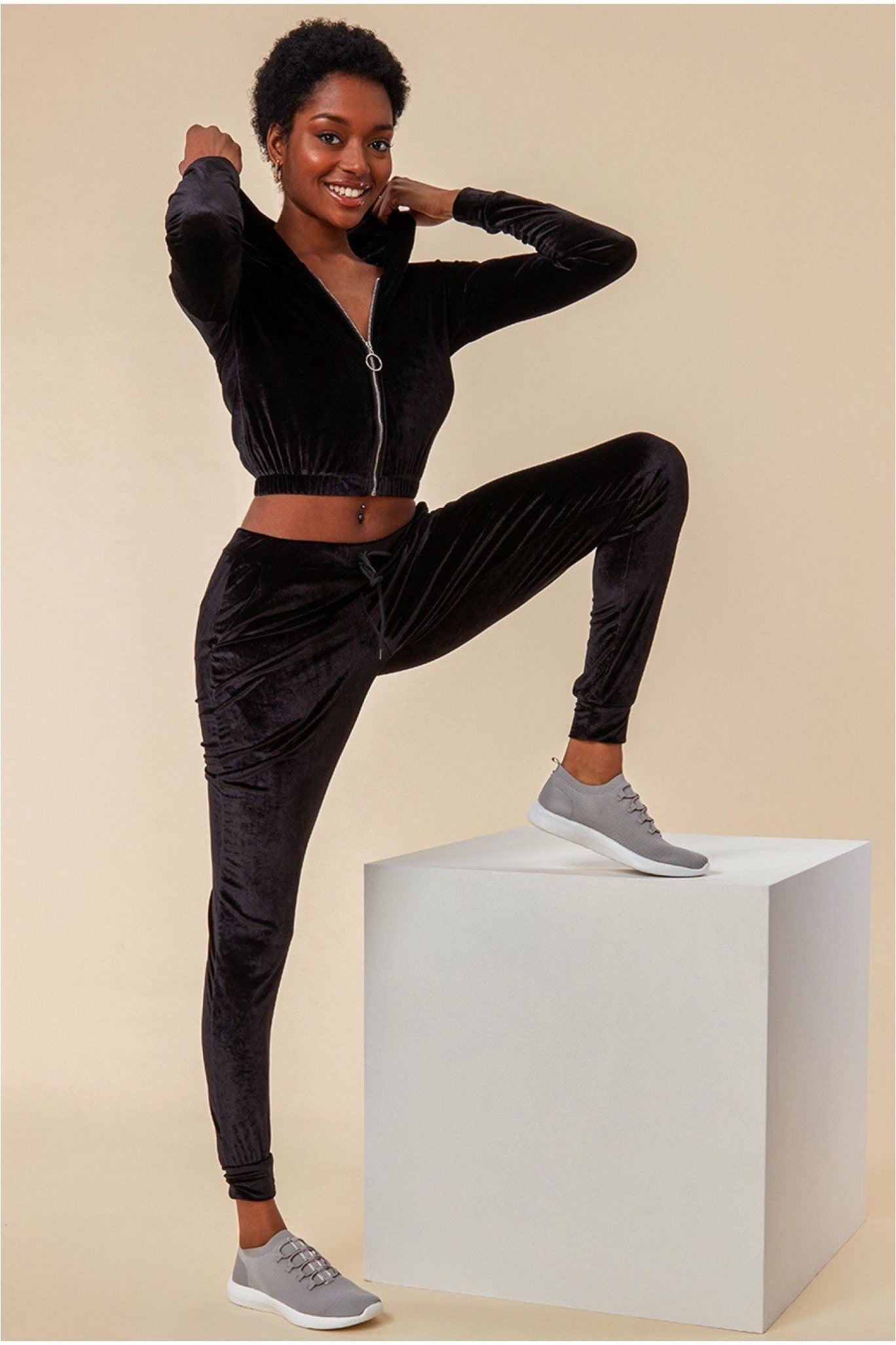 Velour Tracksuit Set in Charcoal – Lounged Collective