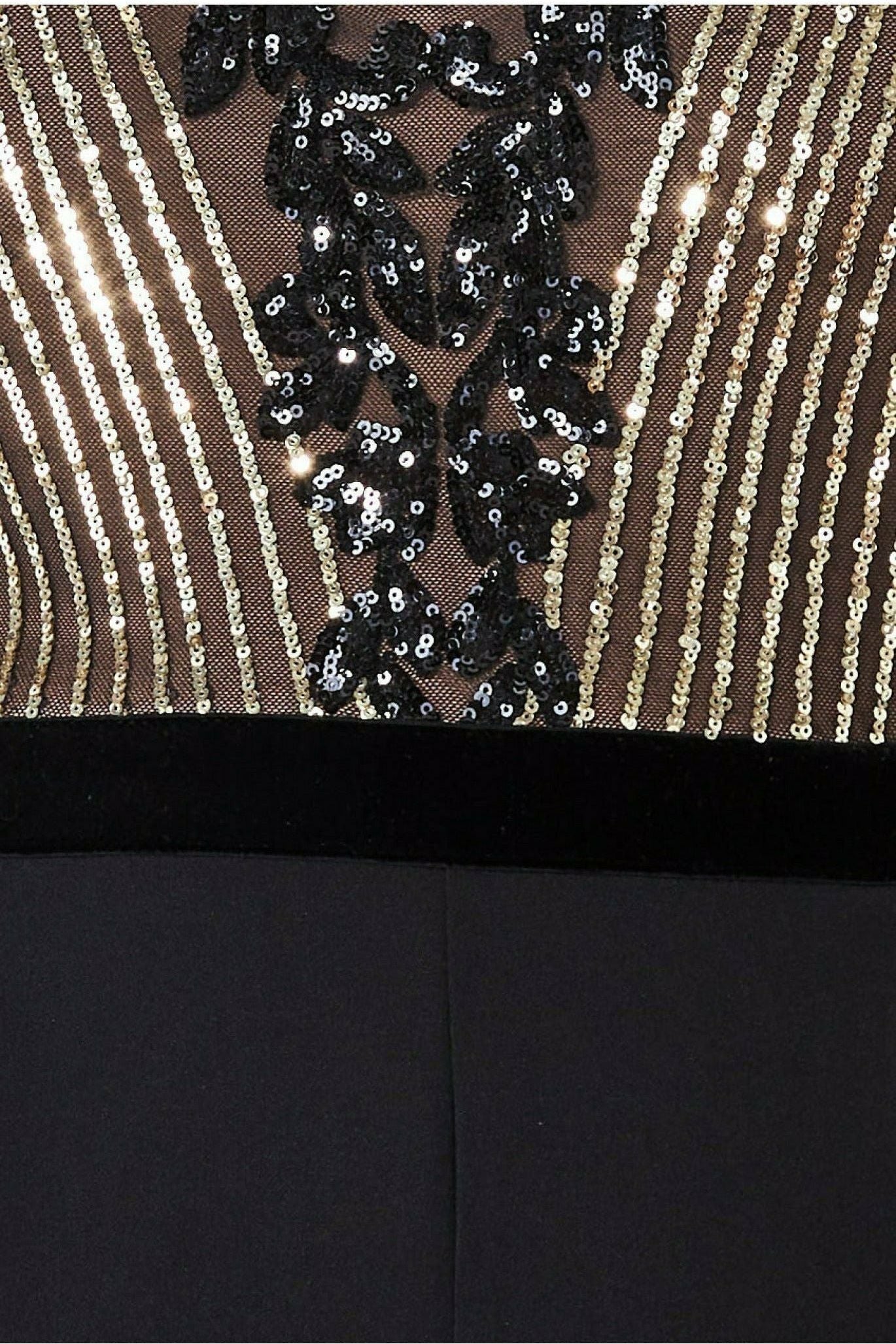 Sequin & Mesh Jumpsuit - Black TR289P
