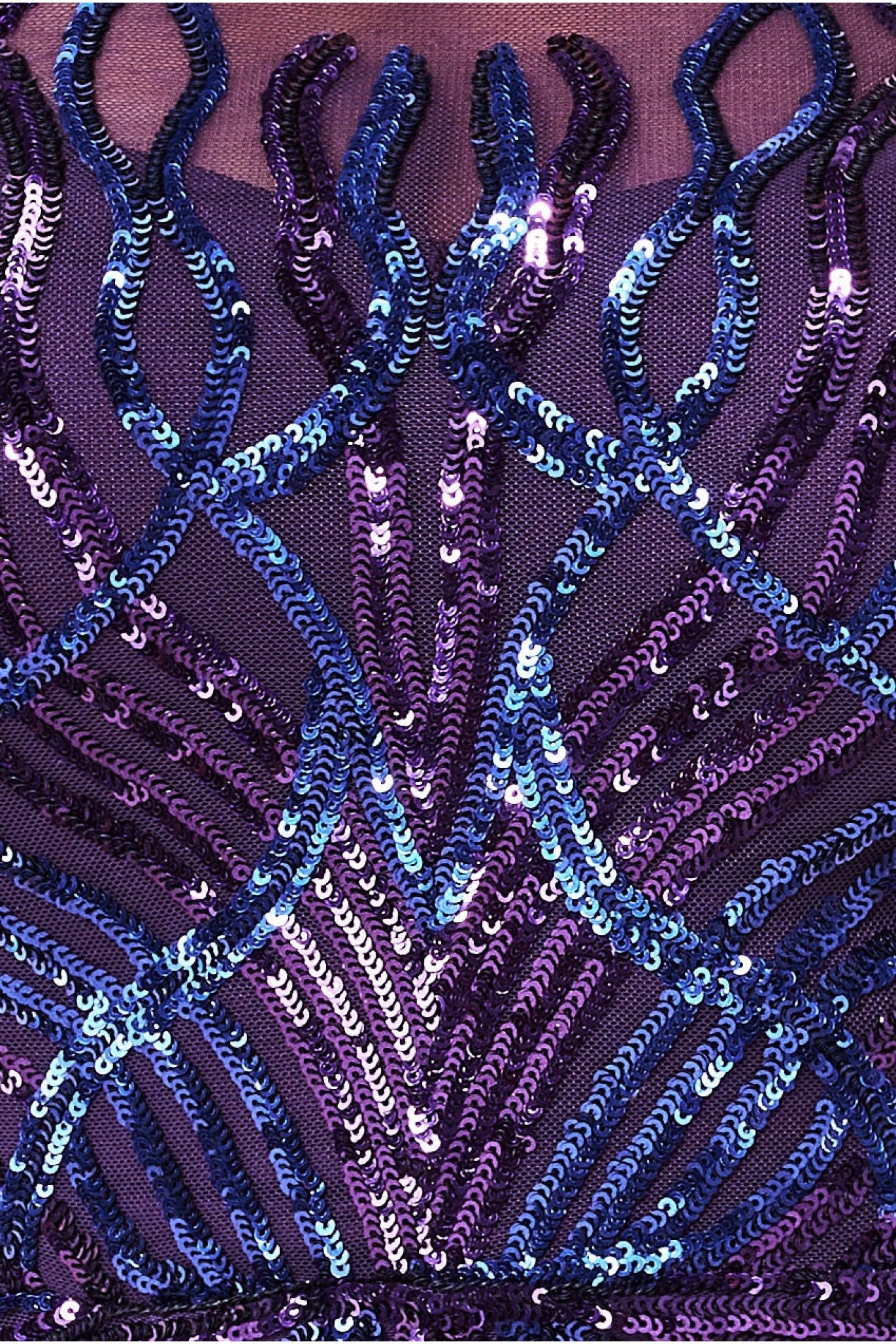 Long Sleeve Sequin Flame Midi Dress - Purple DR3605
