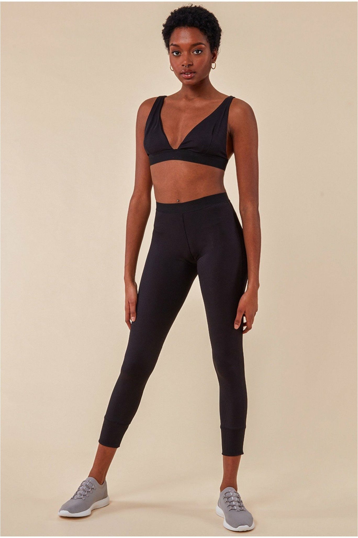 Bralette & Legging Workout Lounge Set - Black TS3